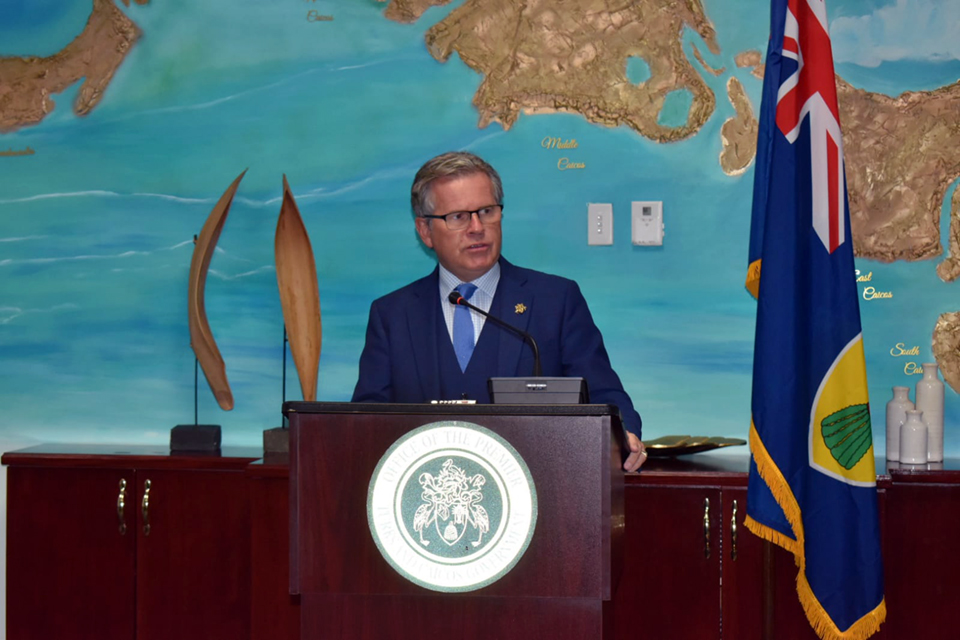 Governor Dakin addressing the nation