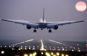 Passenger plane landing at Gatwick.