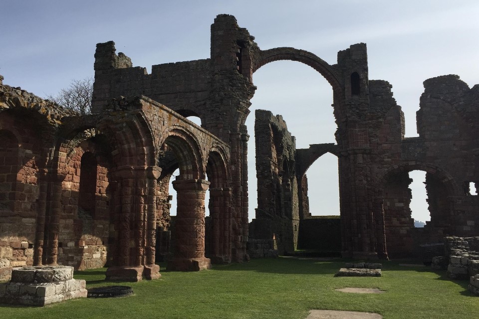 A photo showing Lindisfarne Priory, Holy Island, which is part of the National Heritage Collection