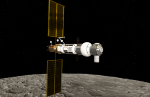 Lunar Gateway in orbit around the Moon