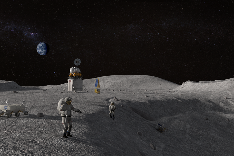 Artemis astronauts on surface of Moon