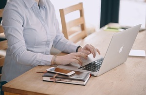 Woman working on laptop