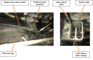 G-FLBE Fig 1 - Broken aileron cable and associated pulley