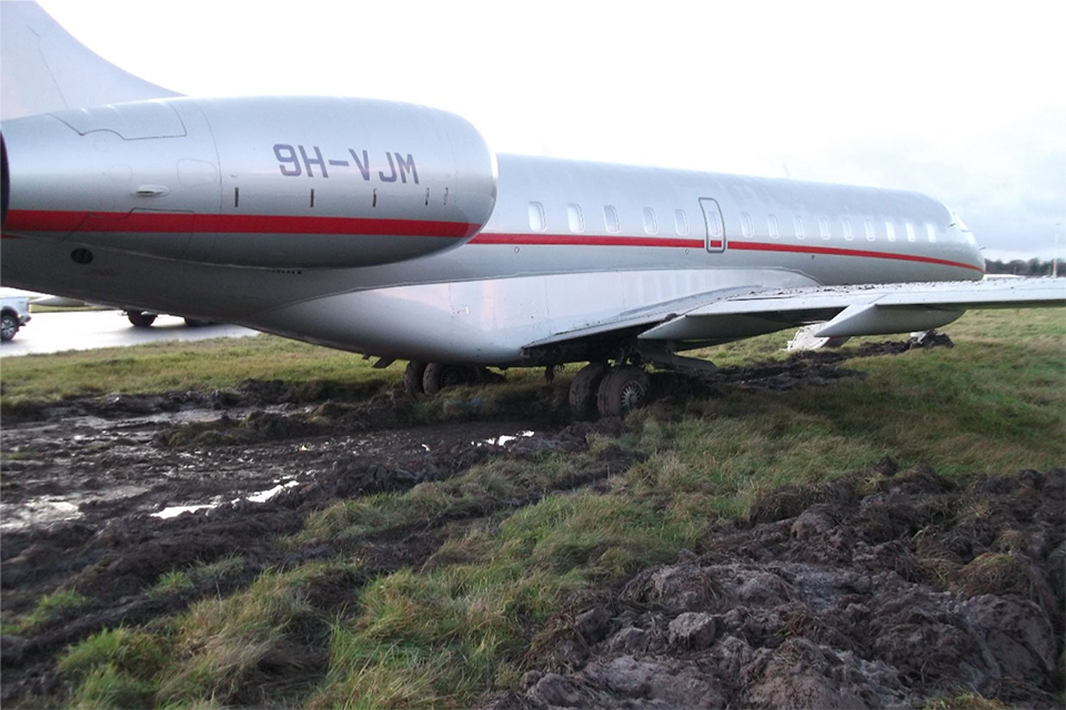 AAIB Report: Bombardier BD 700 1A10 Global 6000, runway excursion, Liverpool John Lennon Airport