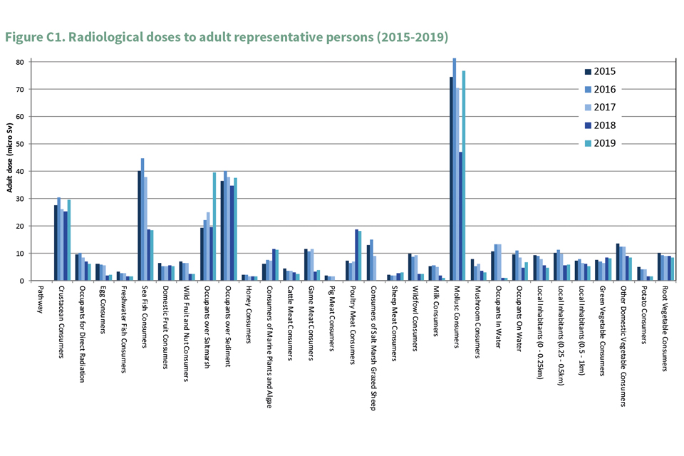 Figure C1. Radiological doses to adult representative persons (2015-2019)