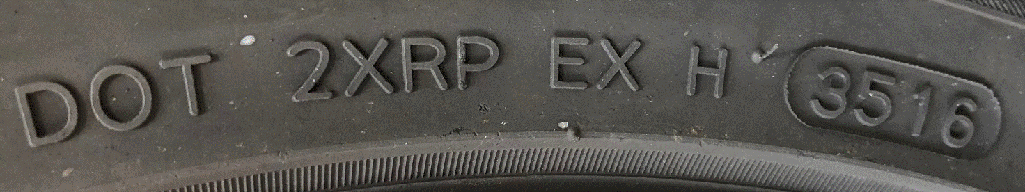example image of a date code on a tyre sidewall