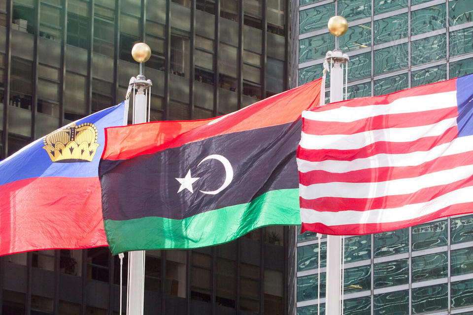 Libyan flag outside UN Headquarters (UN Photo)