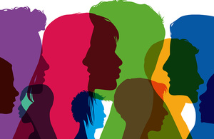 Silhouettes of young people coloured in bright colours