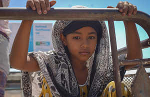 A Yemeni girl at a food distribution point in Yemen, April 2020. Picture: WFP