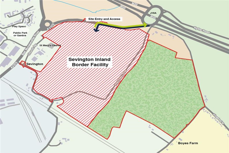 Map of Sevington Inland Border Facility