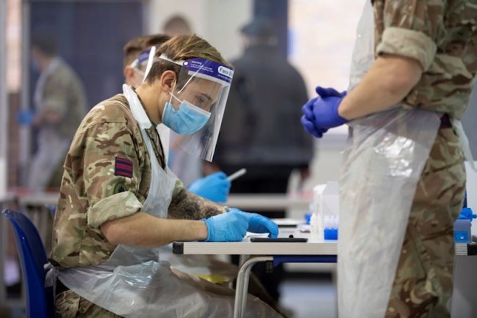 Military to support the testing of thousands of secondary school and college students in England