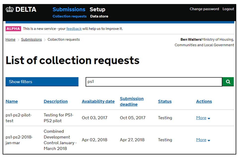 3 list of collection requests screenshot