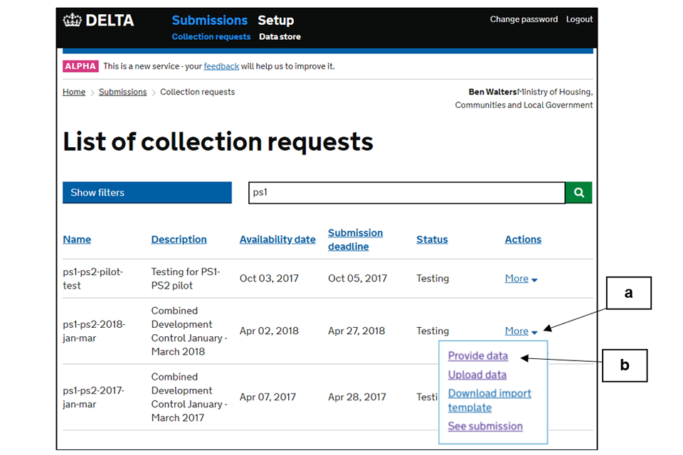 4 list of collection requests screenshot