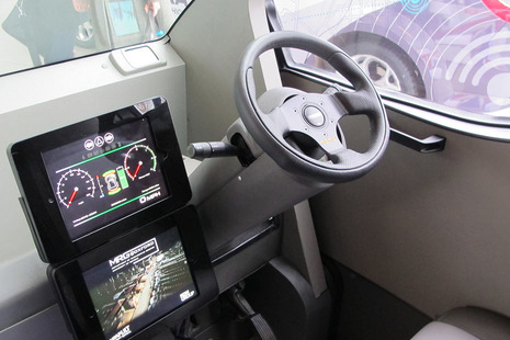Image of the interior of a self driving car.