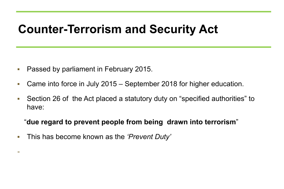 Image of slide 3: counter-terrorism and security act