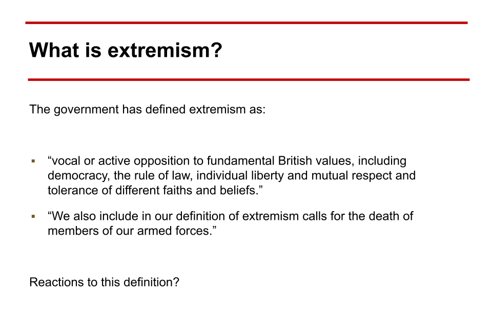 Image of slide 8 : What is extremism?