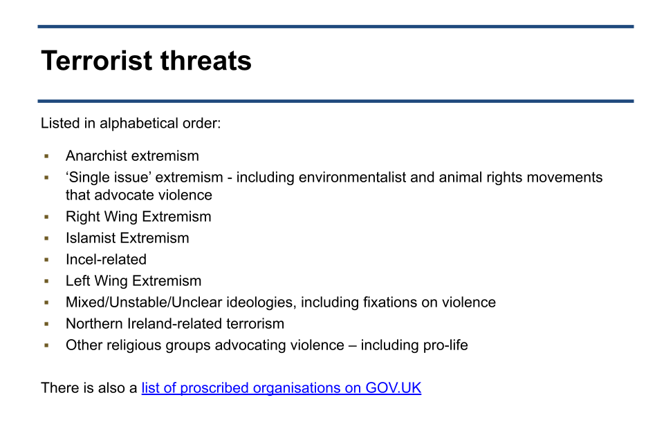 Image of slide 7: Terrorist threats