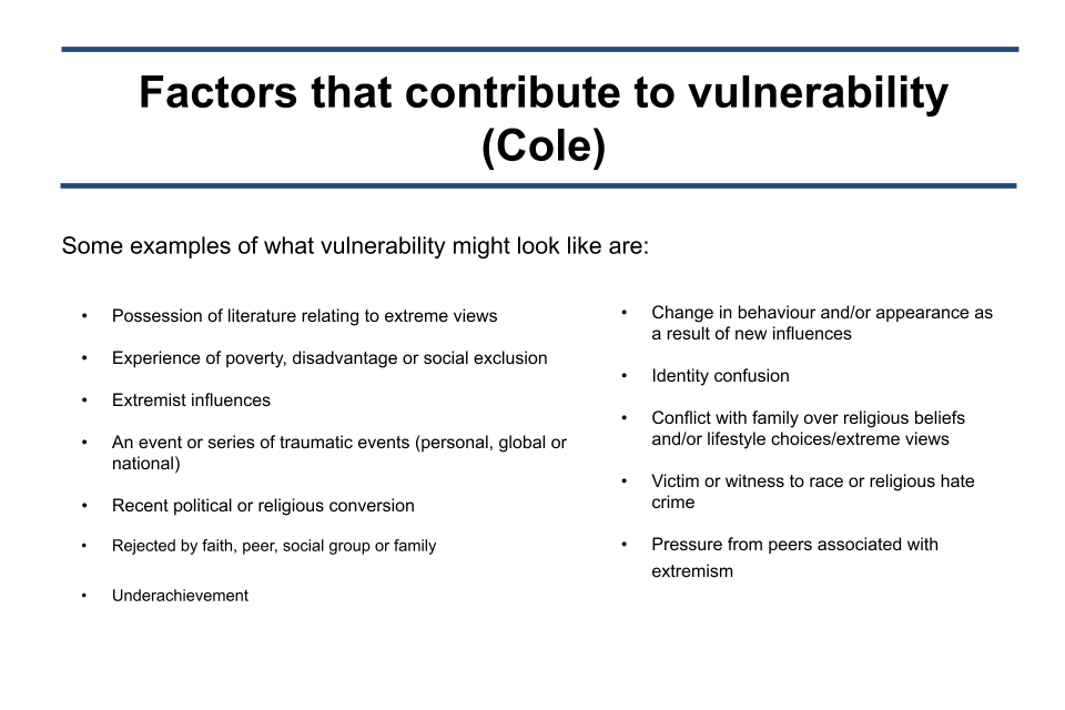 Image of slide 16: Factors that contribute to vulnerability (Cole)