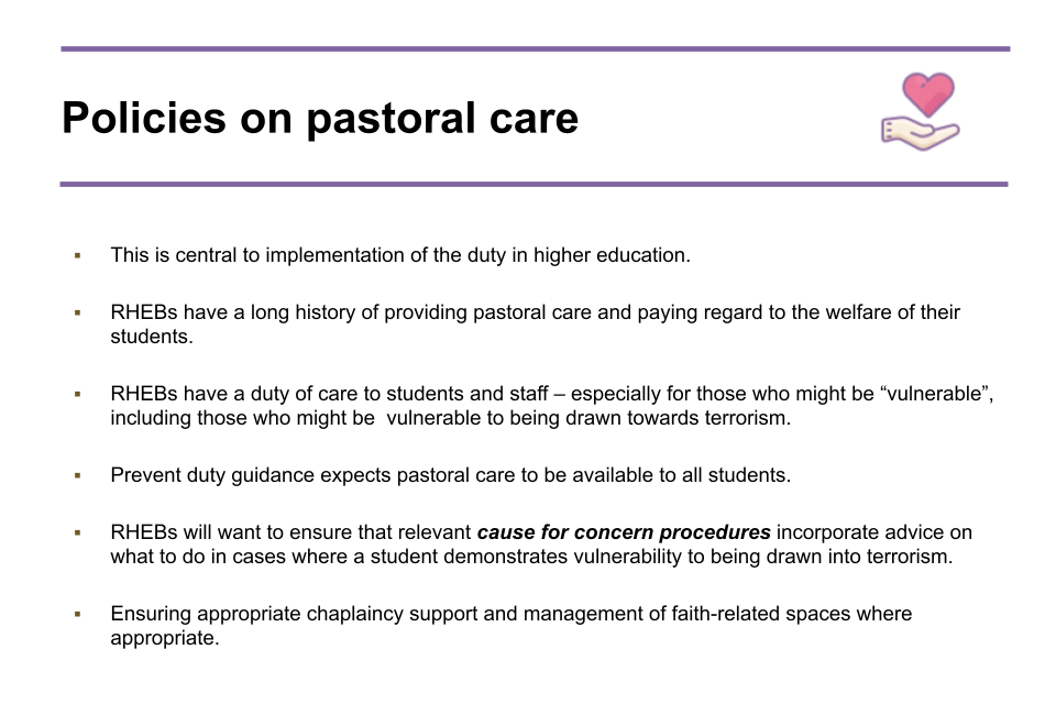 Image of slide 23: Policies on pastoral care