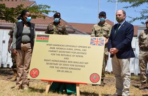 Secretary of State for Defence, Ben Wallace MP and Ambassador Dr Monica Juma, Cabinet Secretary for Defence for the Republic of Kenya at Nyati Barracks.