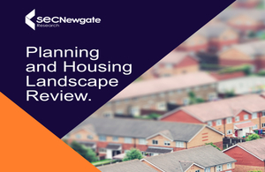 Front cover of Planning and Housing Landscape review showing images of houses