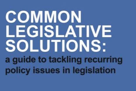 Image of text that reads 'Common legislative solutions: a guide to tackling recurring policy issues in legislation'