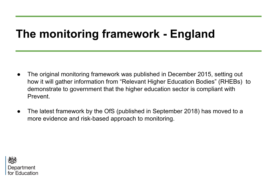 Image of slide 8: The monitoring framework - England