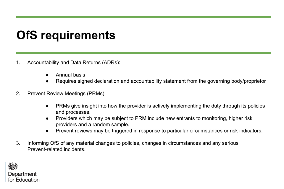 Image of slide 10: OfS requirements