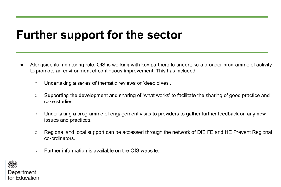 Image of slide 14: Further support for the sector