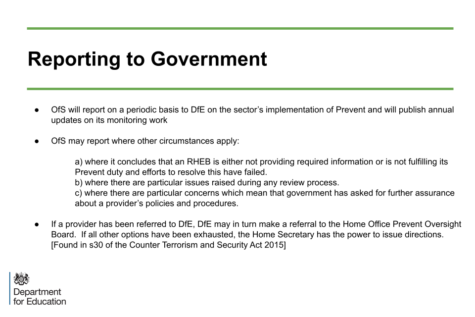 Image of slide 13: Reporting to government