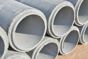 Concrete pipes stacked on each other