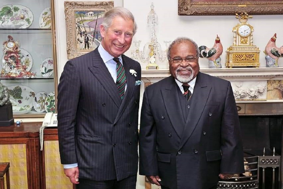 HRH Prince Charles with PNG's first Prime Minister