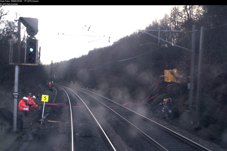 Forward-facing CCTV image from train