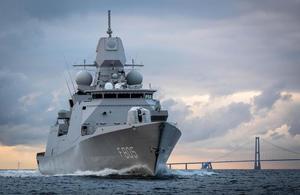 Dutch ship HNMLS Evertsen sails at sea