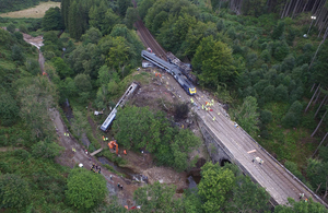 Aerial photograph of derailment site