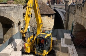 Large concrete ‘Legato’ blocks will act as a temporary defence while the floodgate work is carried out