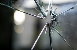 Bullet hole in glass