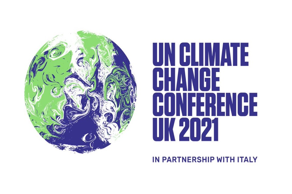COP26 Logo with an abstract Earth