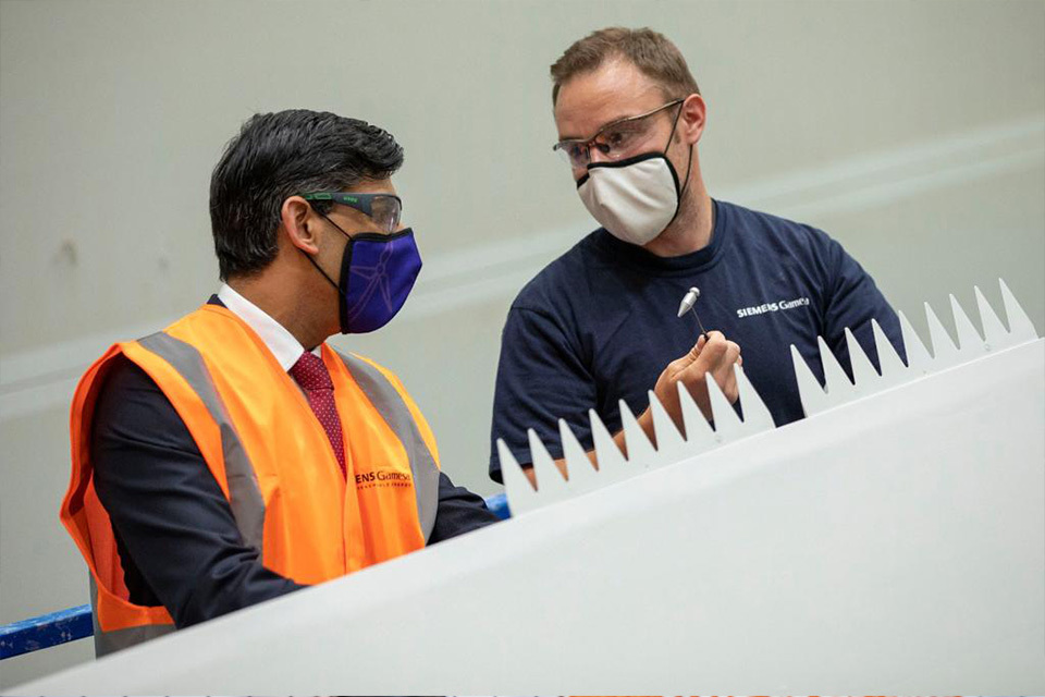 Chancellor visits wind turbine manufacturer ahead of COP26