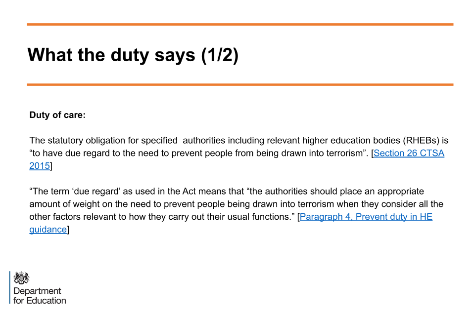 An image of slide 2: what the duty says, slide 1 of 2