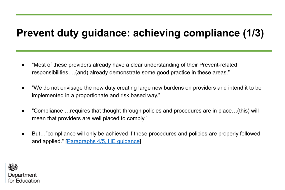 An image of slide 8: Prevent duty guidance, slide 1 of 3