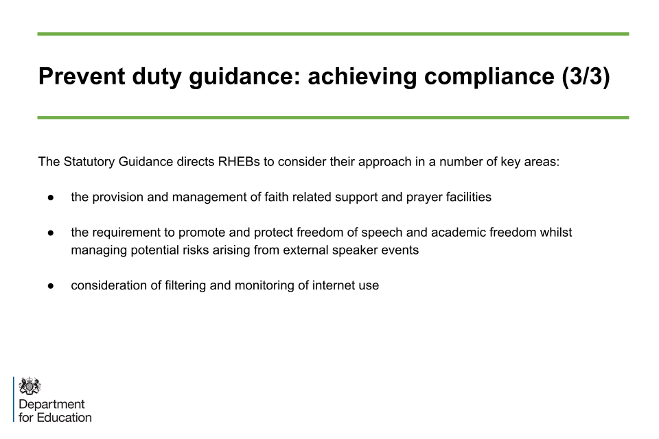 An image of slide 10: Prevent duty guidance, slide 3 of 3