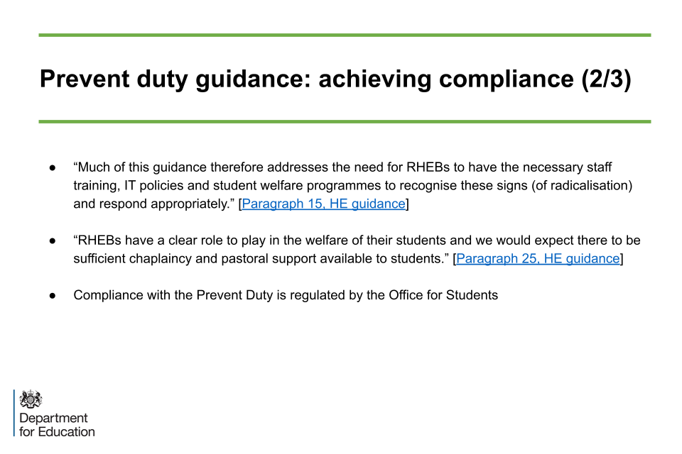 An image of slide 9: Prevent duty guidance, slide 2 of 3