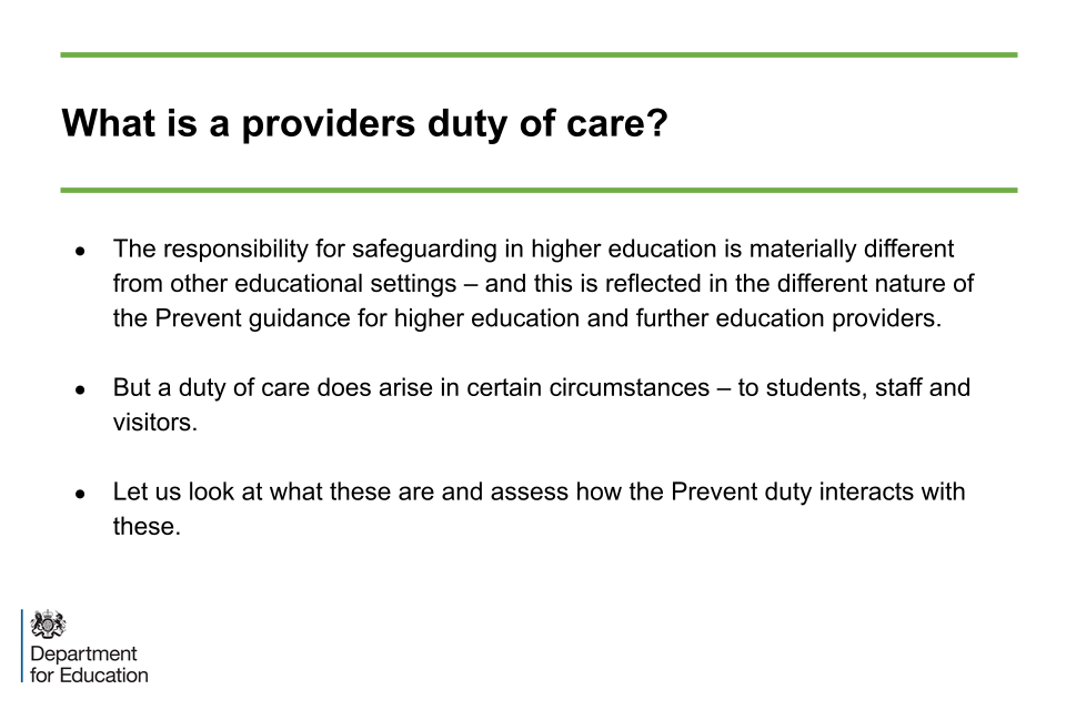 An image of slide 11: What is a providers duty of care