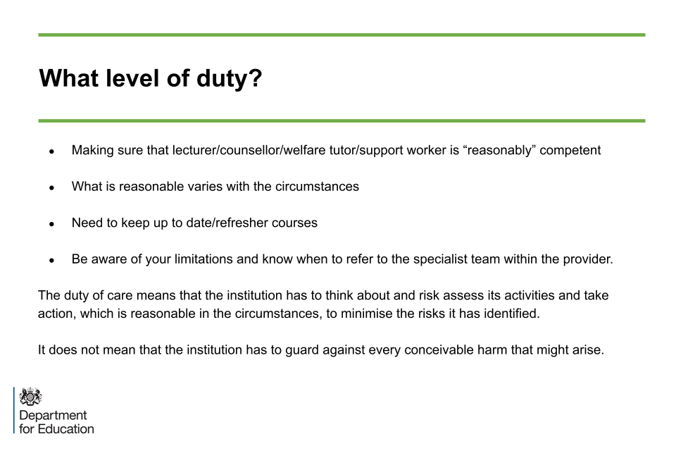 An image of slide 13: what level of duty