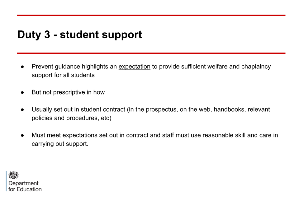 An image of slide 16: duty 3 - student support