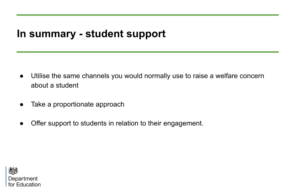 An image of slide 21: In summary - student support