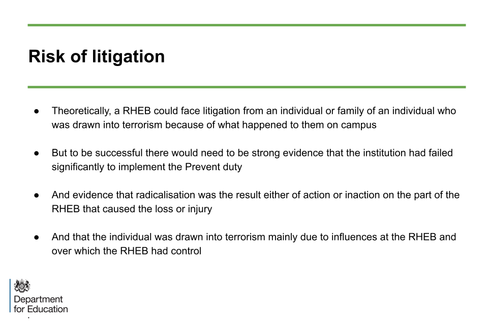 An image of slide 20: risk of litigation