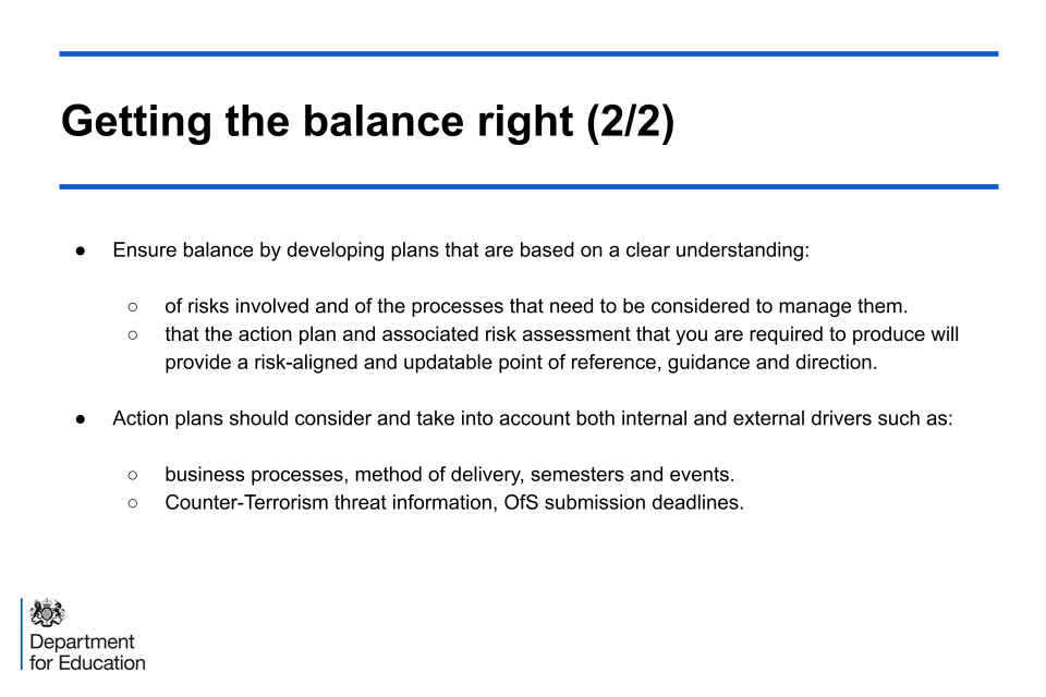 An image of slide 7: getting the balance right, side 2 of 2