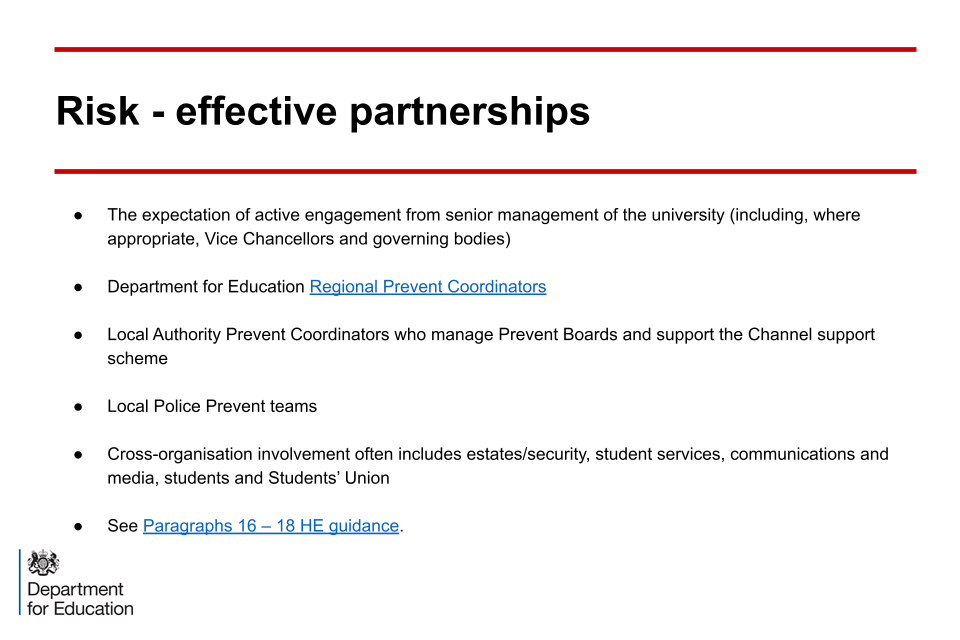 An image of slide 11: risk - effective partnerships